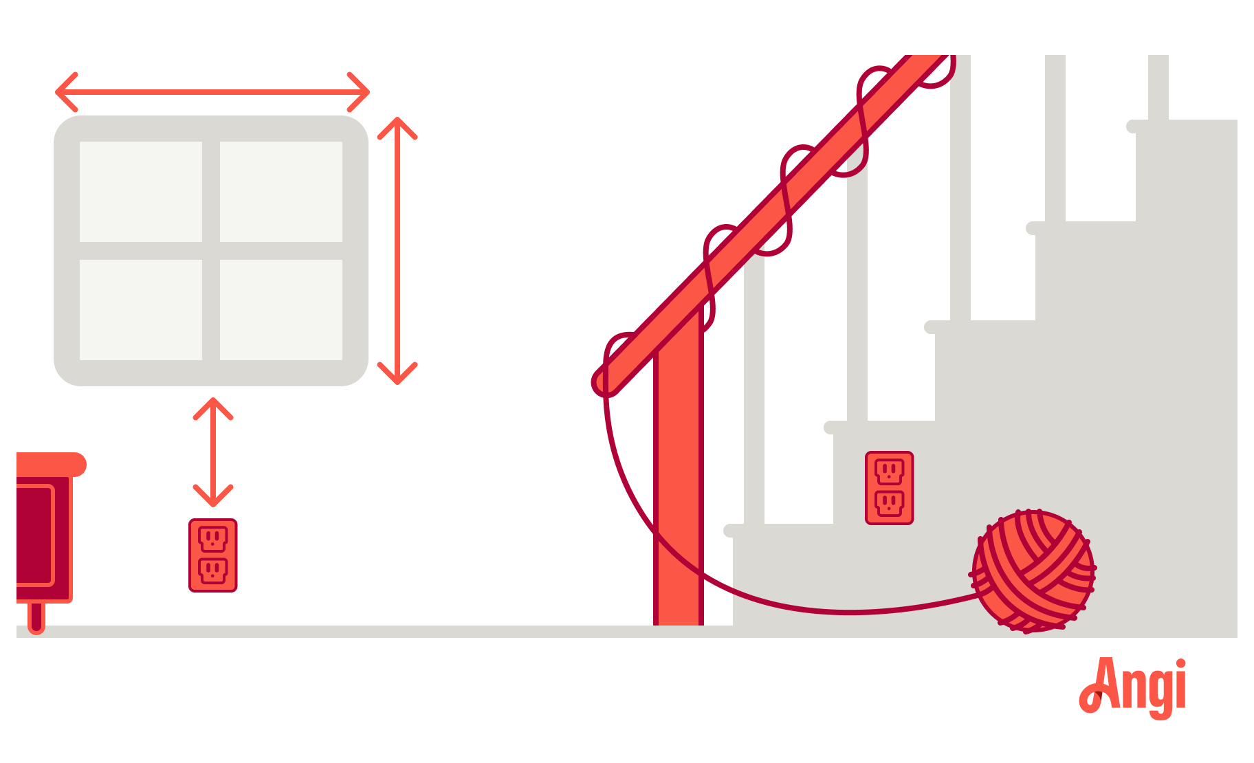 How to hang Christmas lights inside step 1; measure for lights, using string to measure where lights will be wrapped