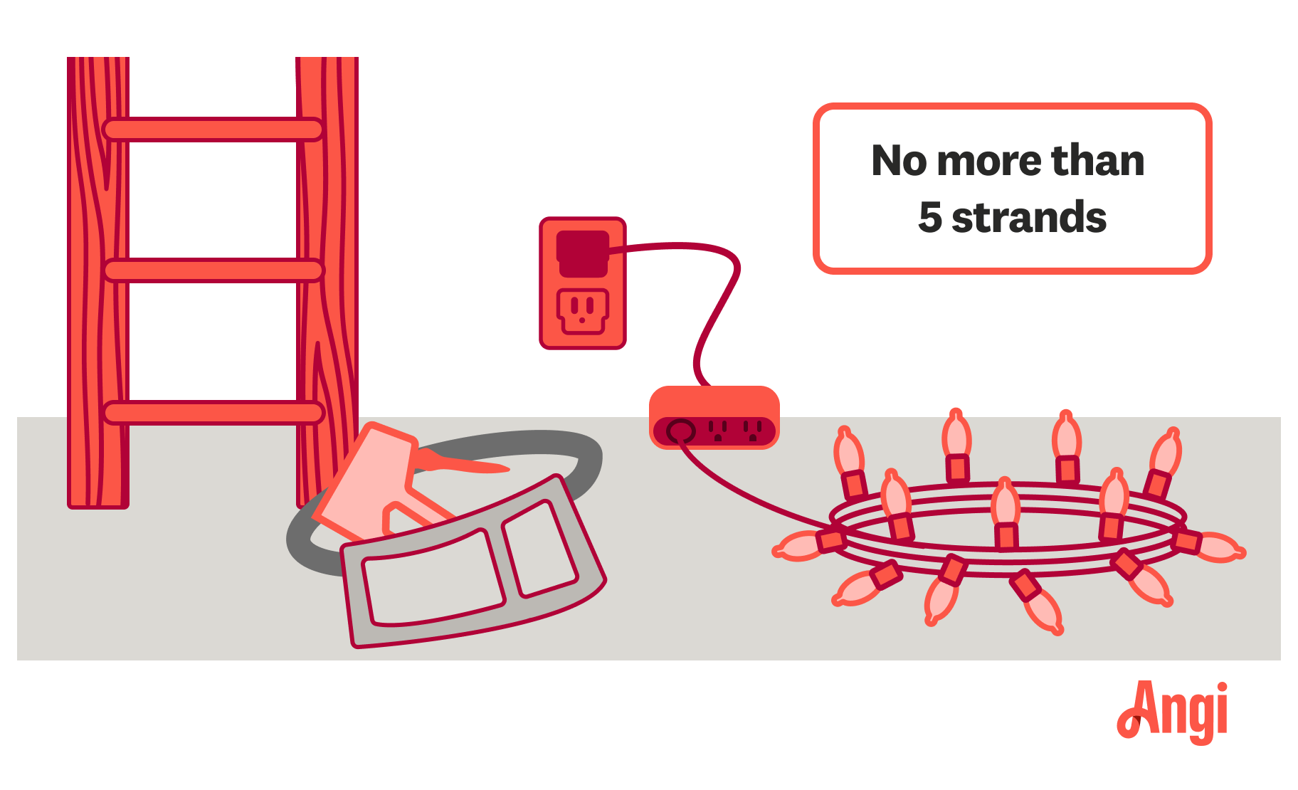 How to hang Christmas lights inside step 4; prepare to secure lights, making sure all tools are within reach and not over connecting lights