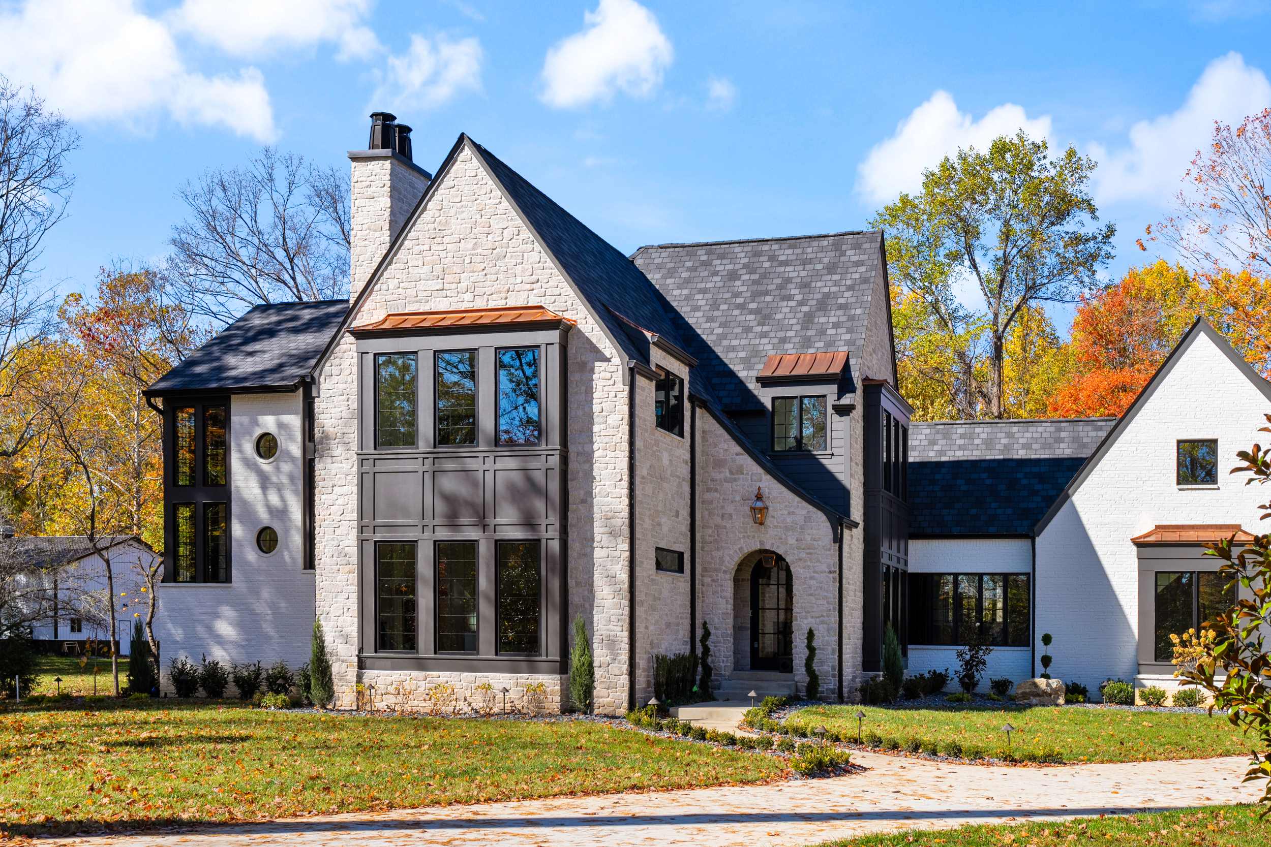 Luxury stone home exterior 