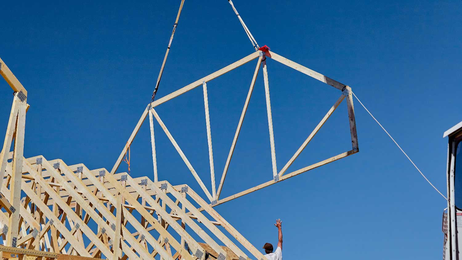 A hip roof truss