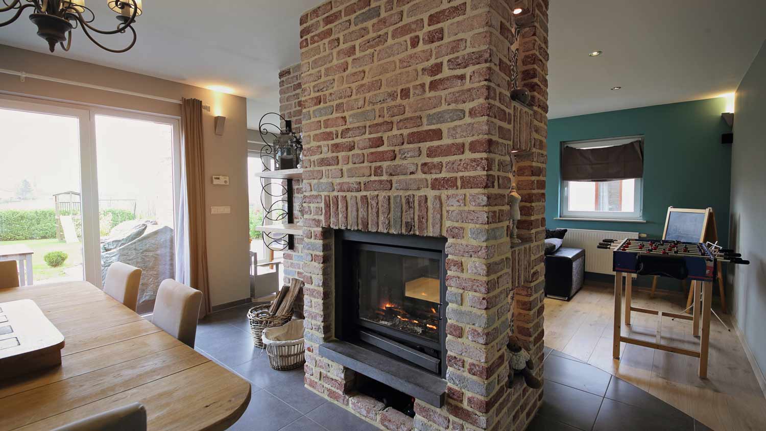 home interior with fireplace