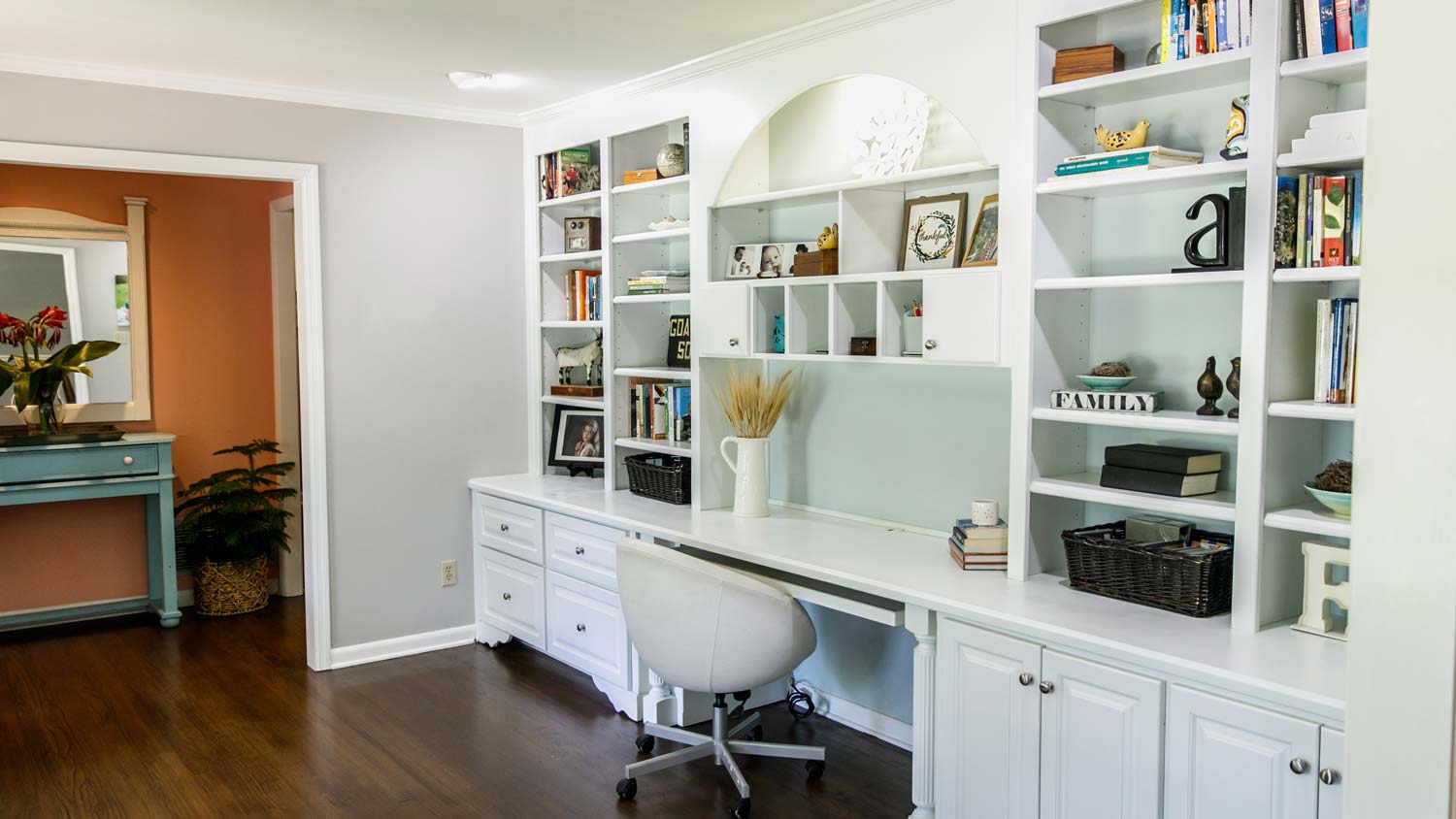 home office bookshelf