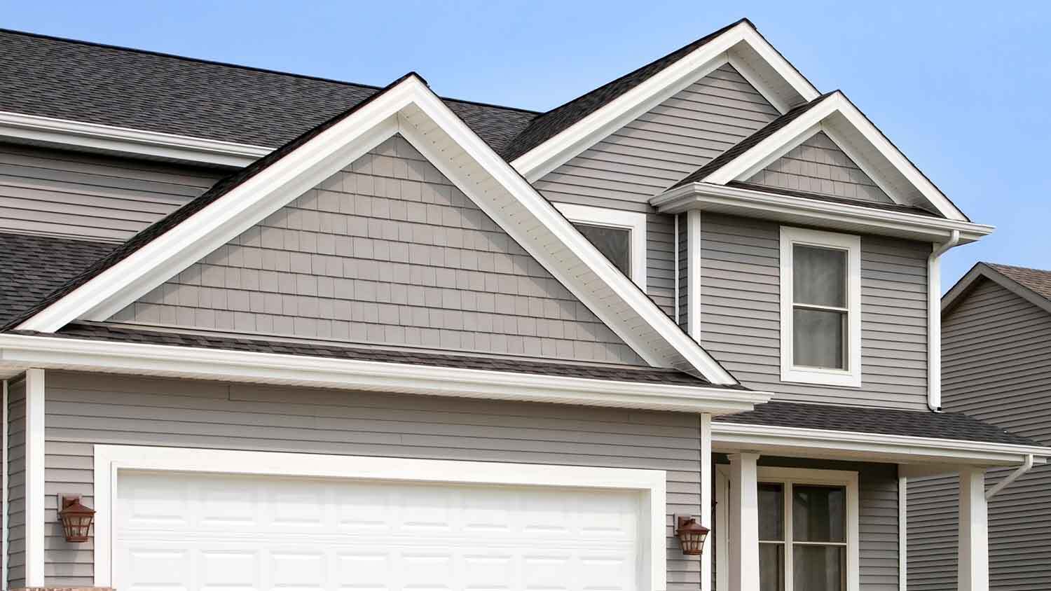 Fiber cement siding installed on a new suburban house