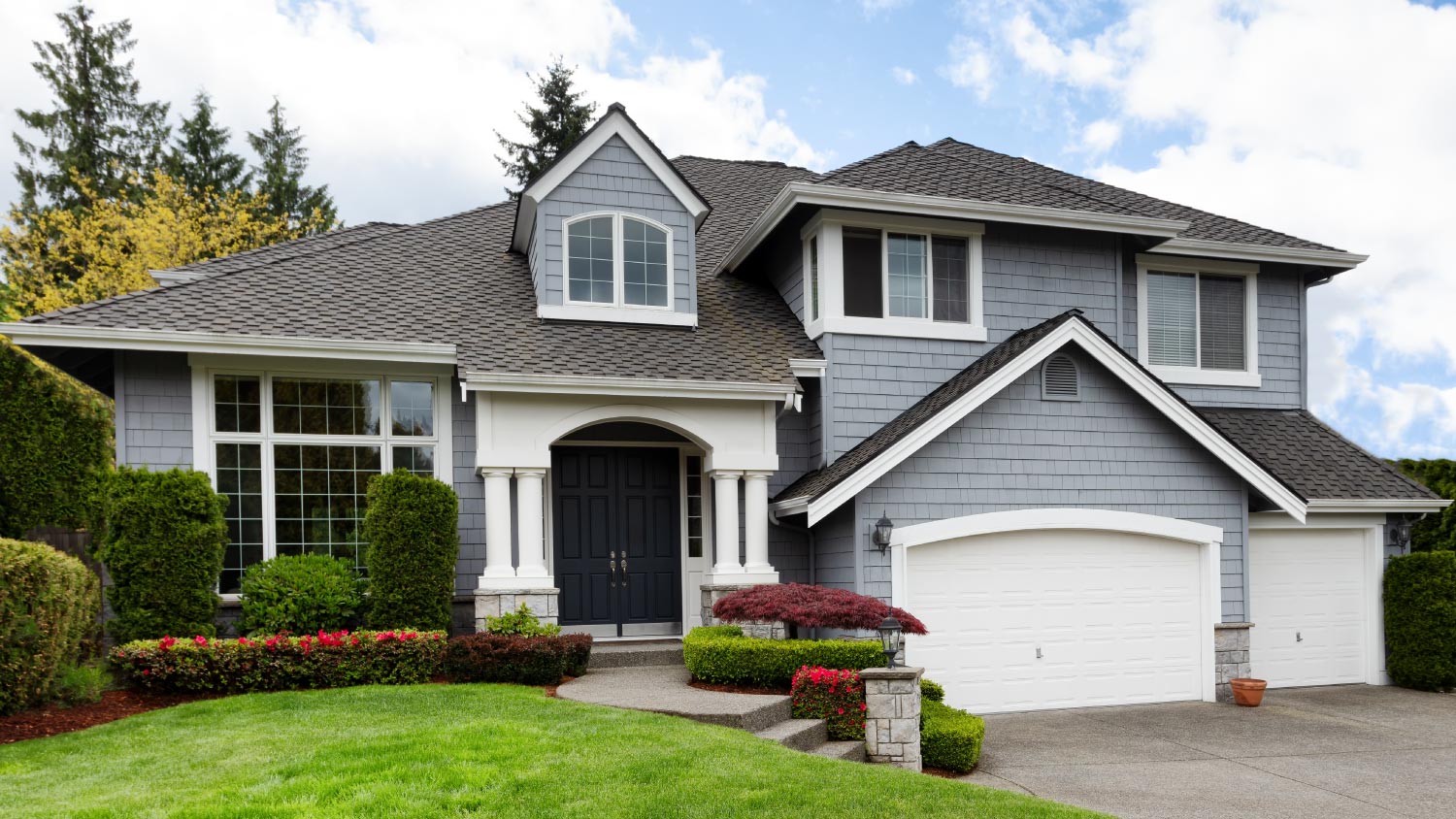 A house with a nice front yard