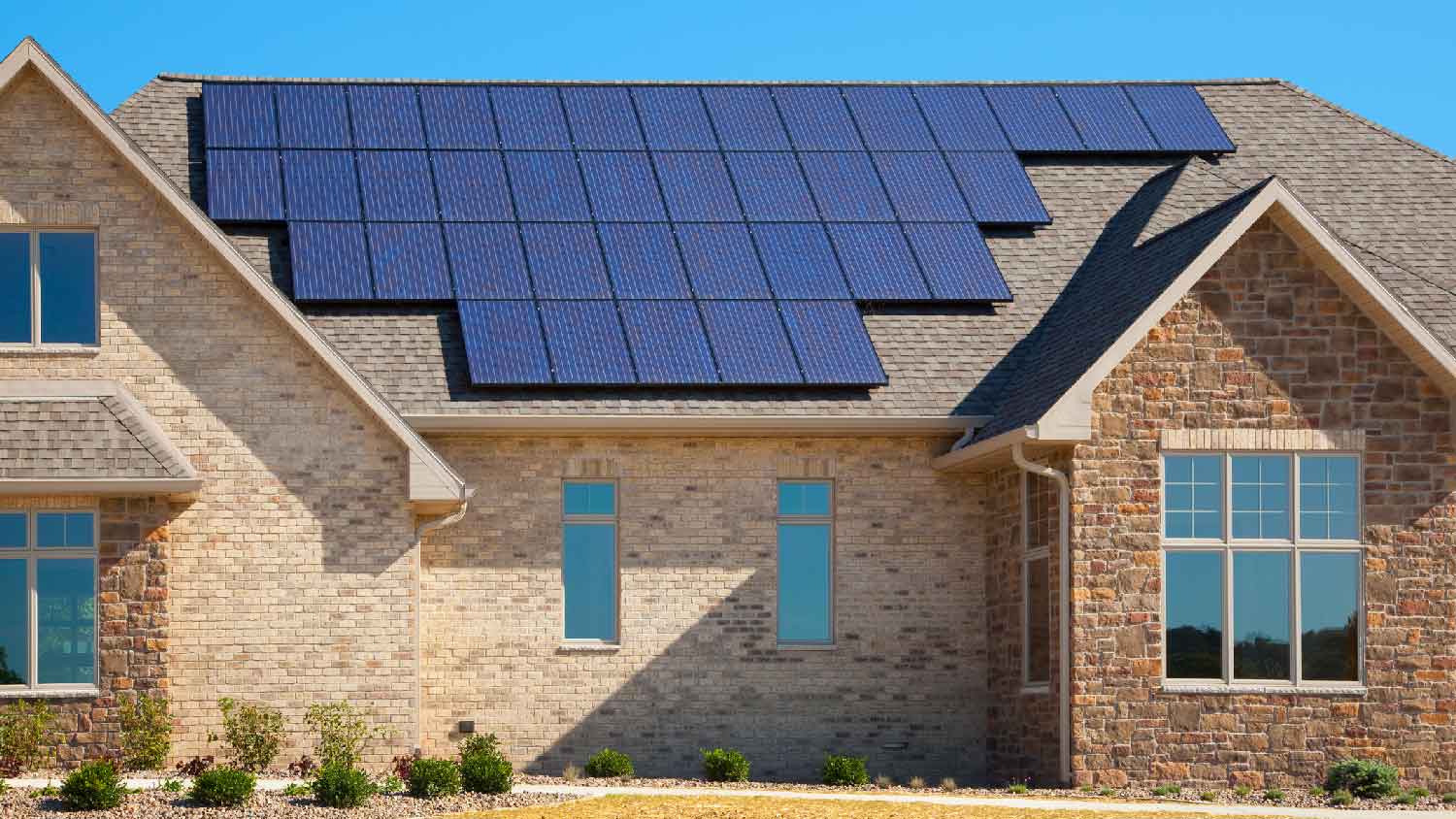 A house with solar panels on the roof