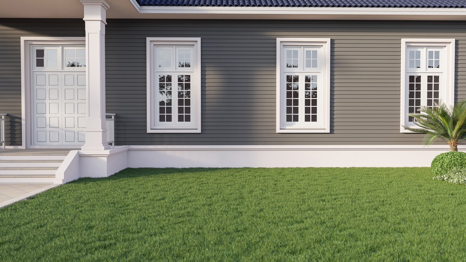 large house with vinyl windows