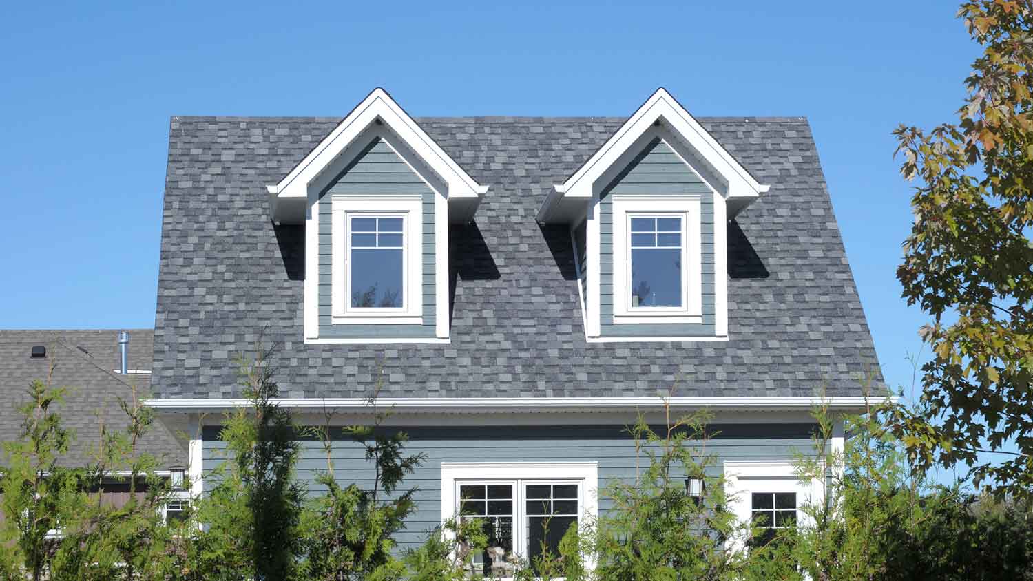 Suburban house with two dormer windows