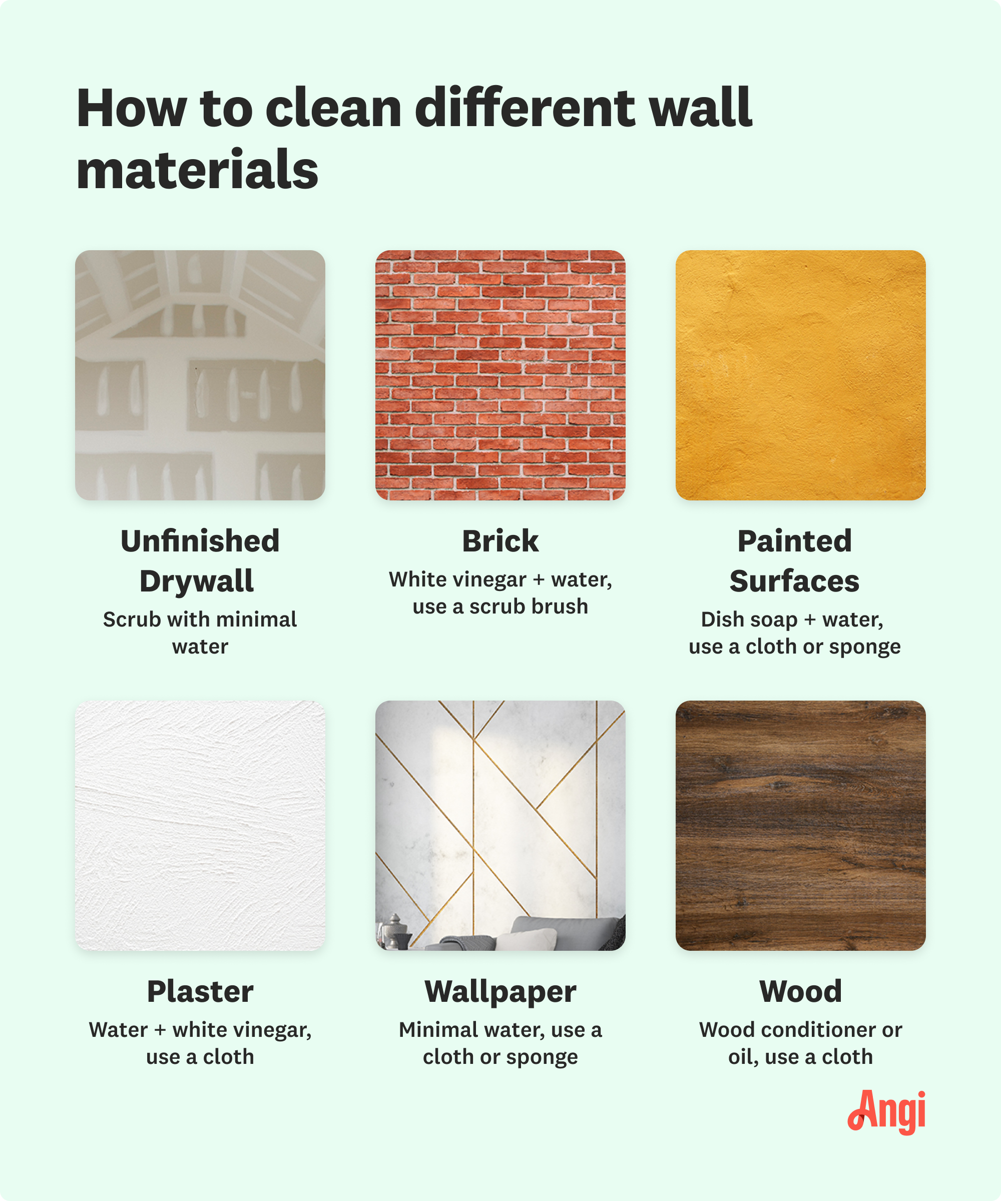 6 wall materials and how to clean each, with brick best cleaned with white vinegar and water using a scrub brush