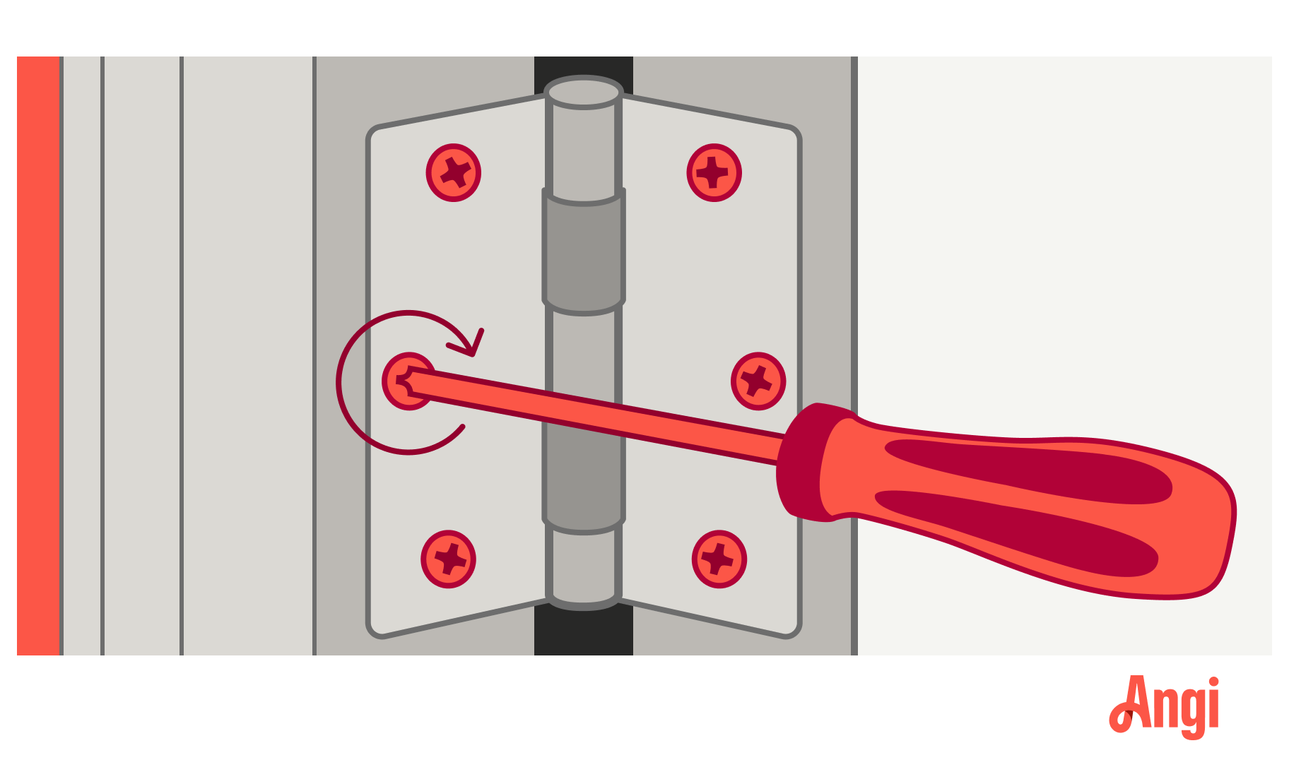 How to fix a door that sticks step 2; tighten the hinge screws