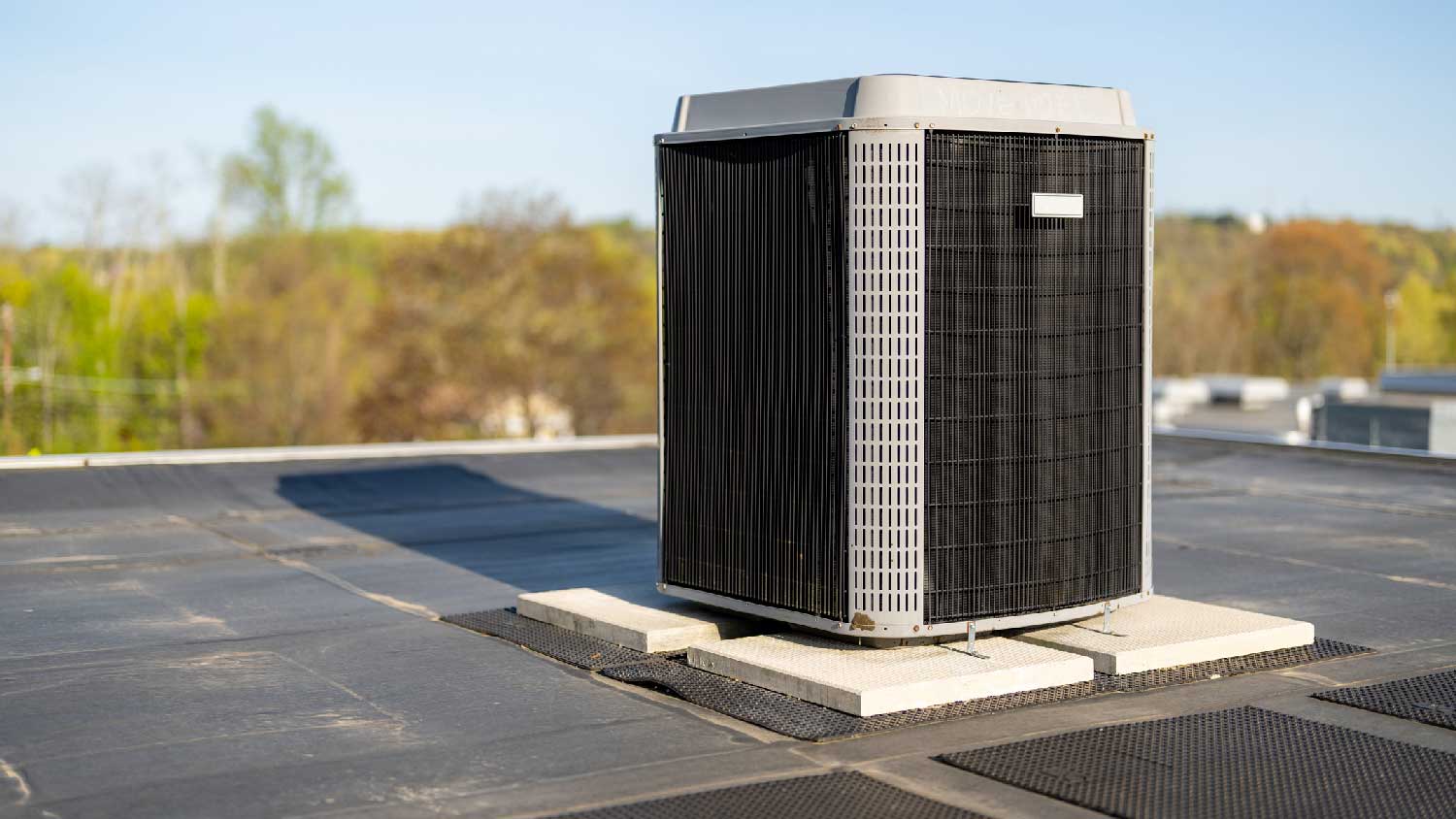 An HVAC on an EPDM roof