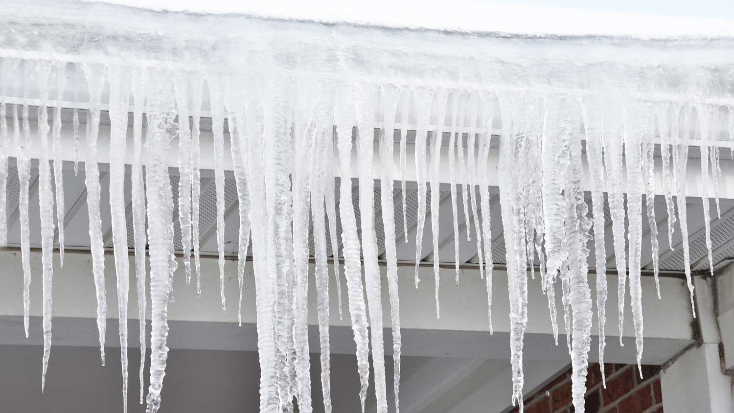 icicles on the roof gutter