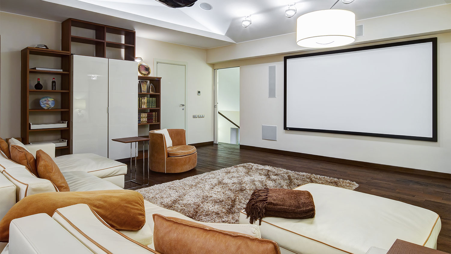 A view of an in-home theater