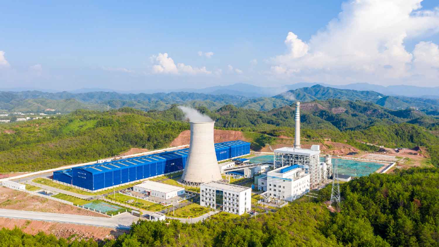 A drone shot of an incineration plant