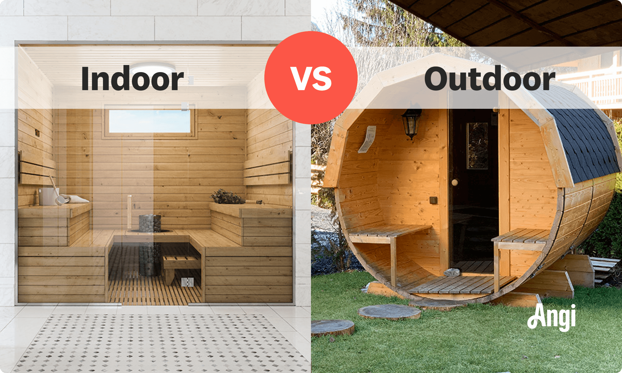 Indoor versus outdoor sauna visual comparison