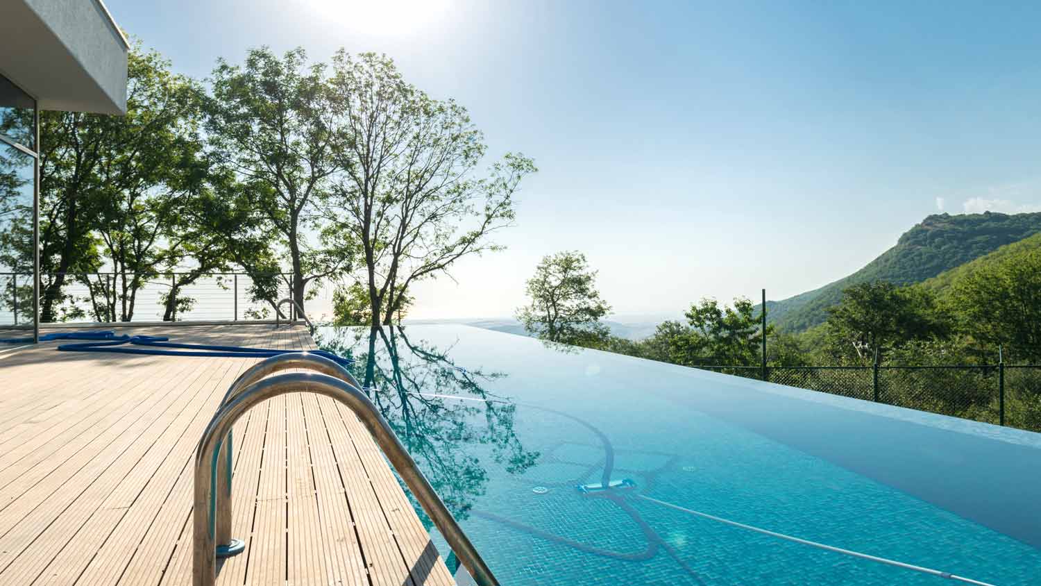 infinity pool on a bright day