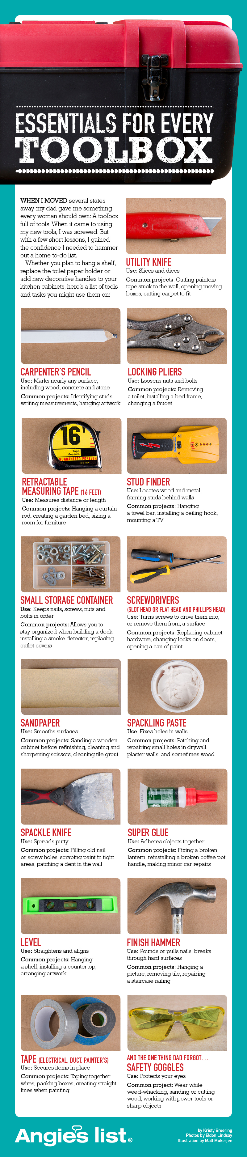 essential tools for a toolbox and DIY handyman projects