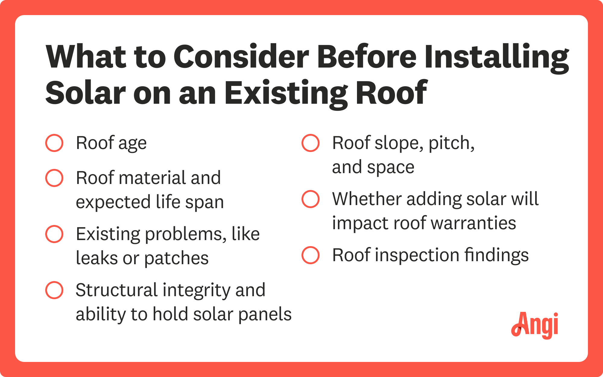 7 considerations before installing solar on existing roof, including the roof’s slope, pitch, and space