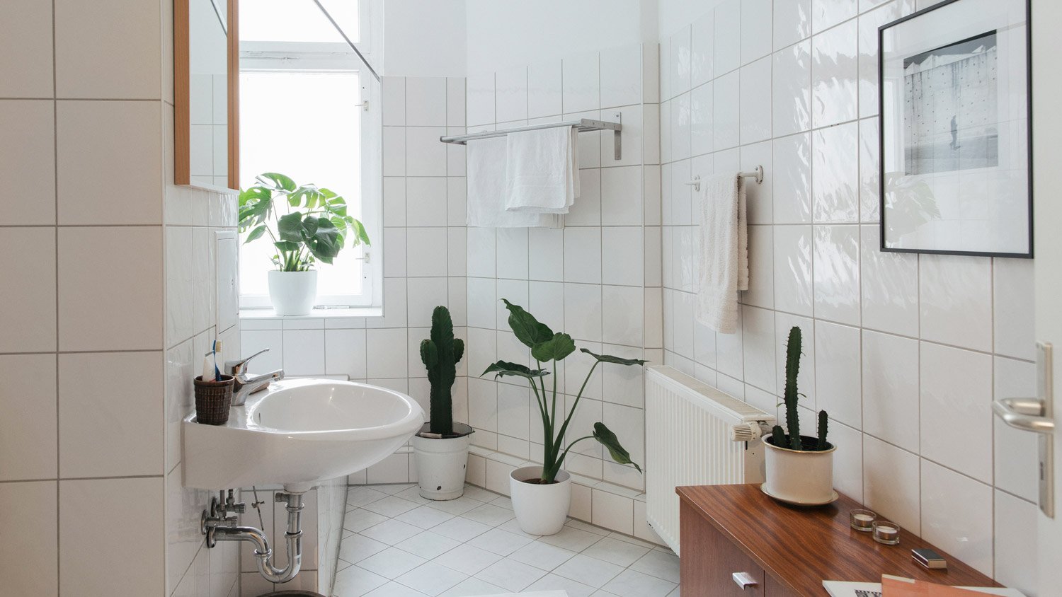 The interior of a minimalist bathroom