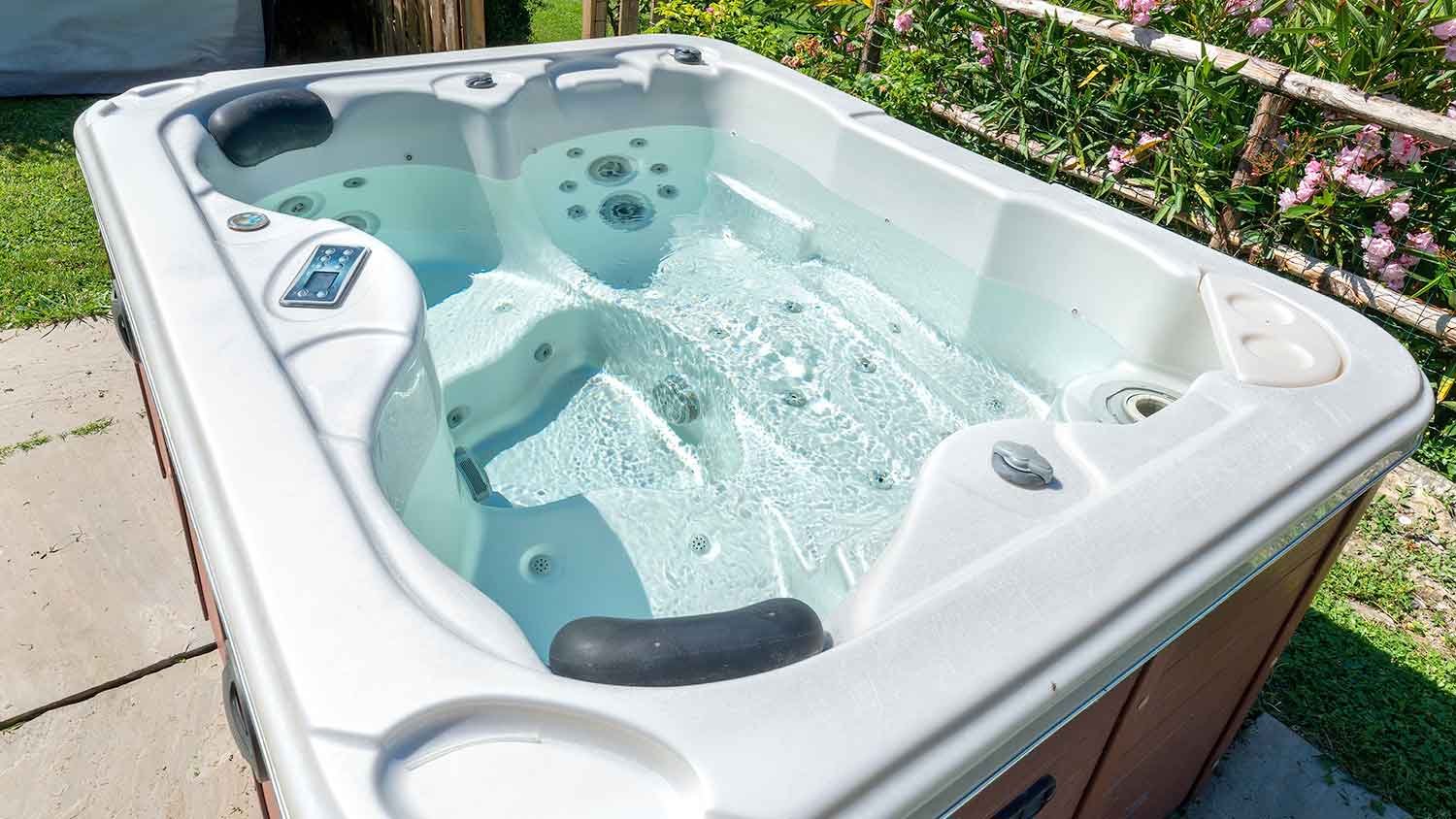 Hot tub interior with low water level