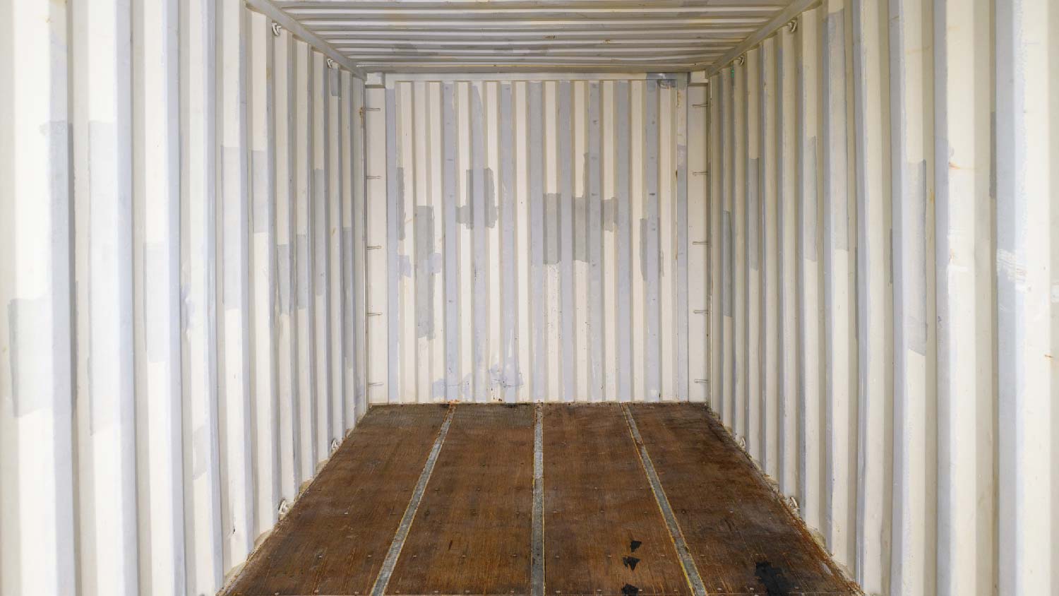 The interior of a shipping container