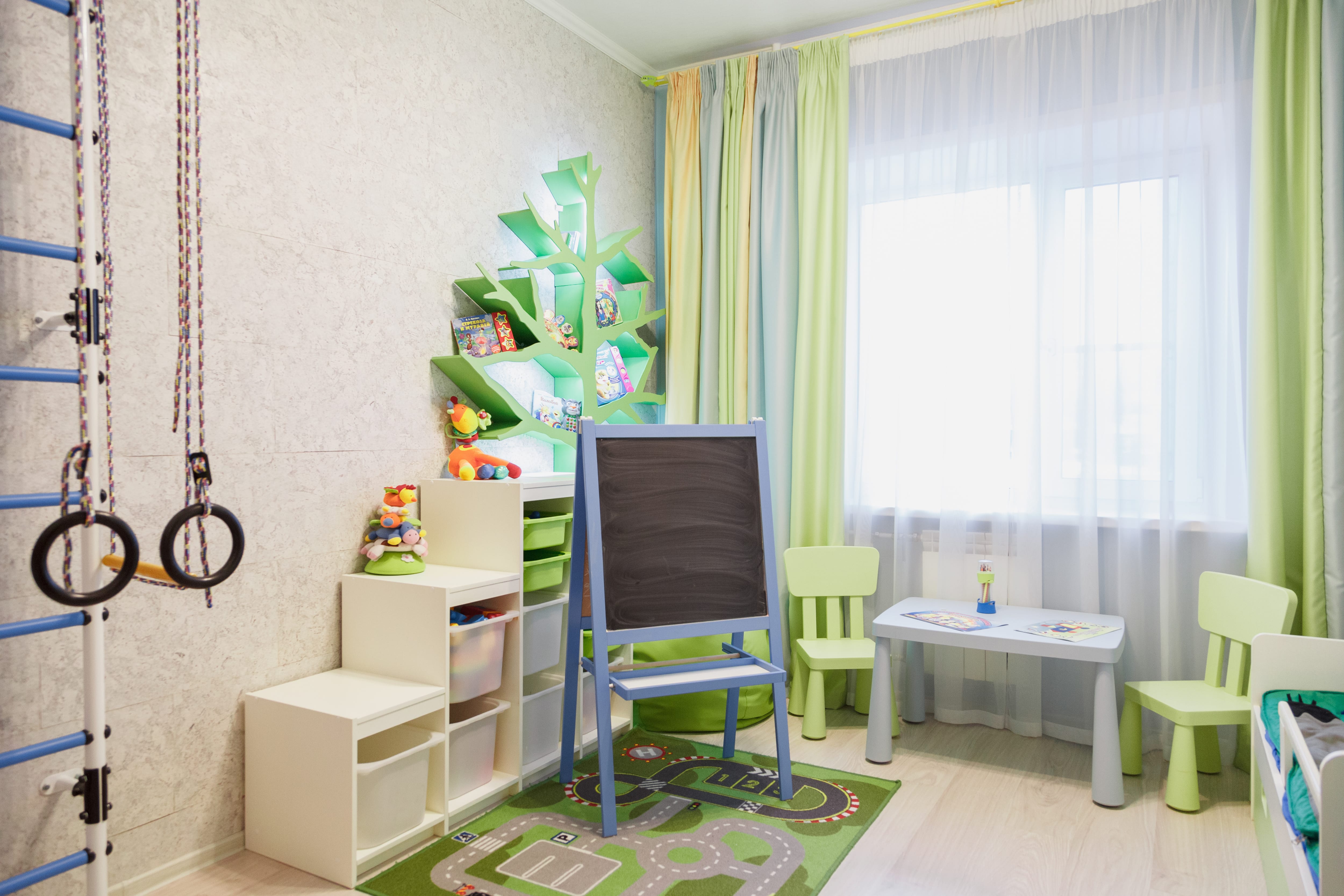 Child’s room with home gym playset