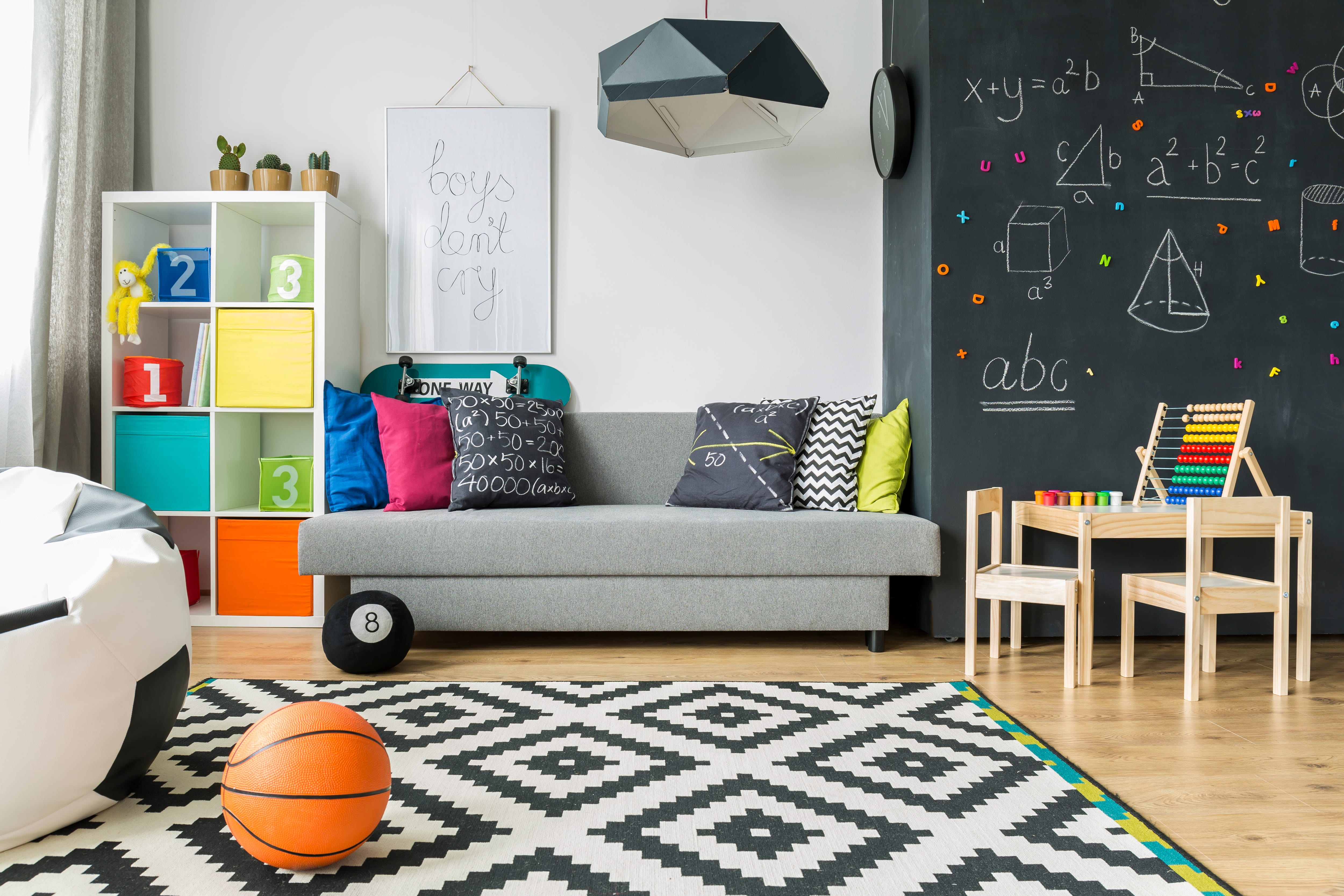 Child’s room with chalkboard paint on walls