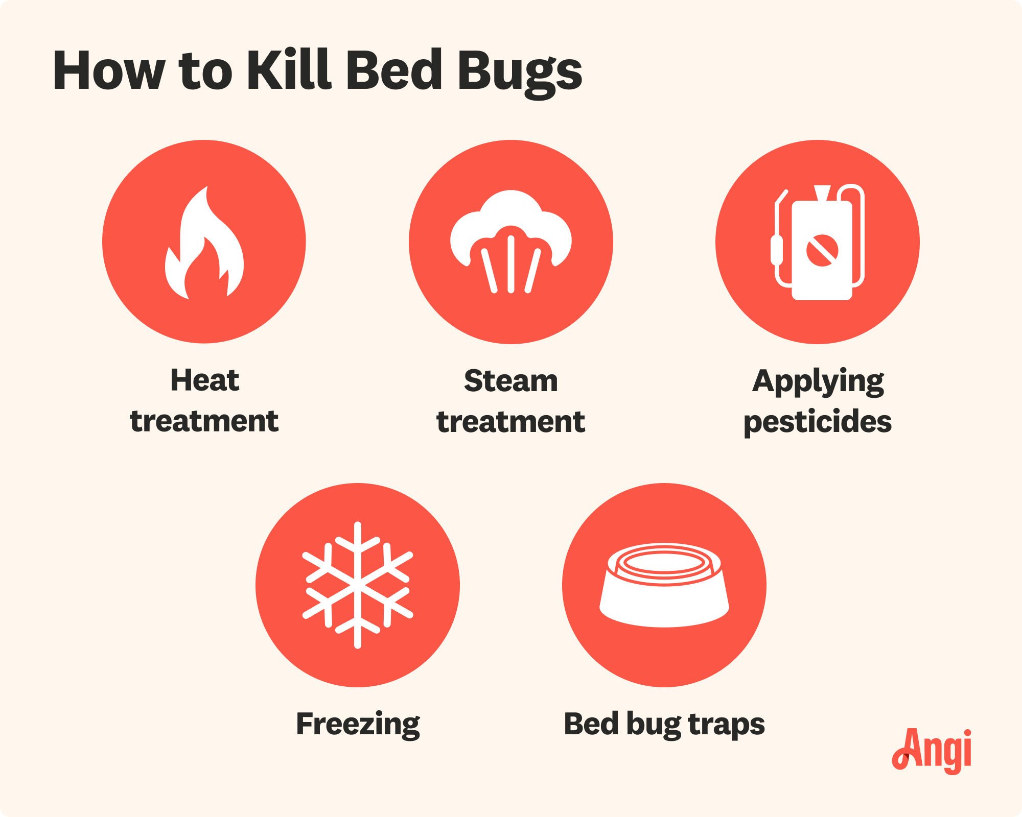 5 ways to kill bed bugs, including heat treatments, applying pesticides, and bed bug traps