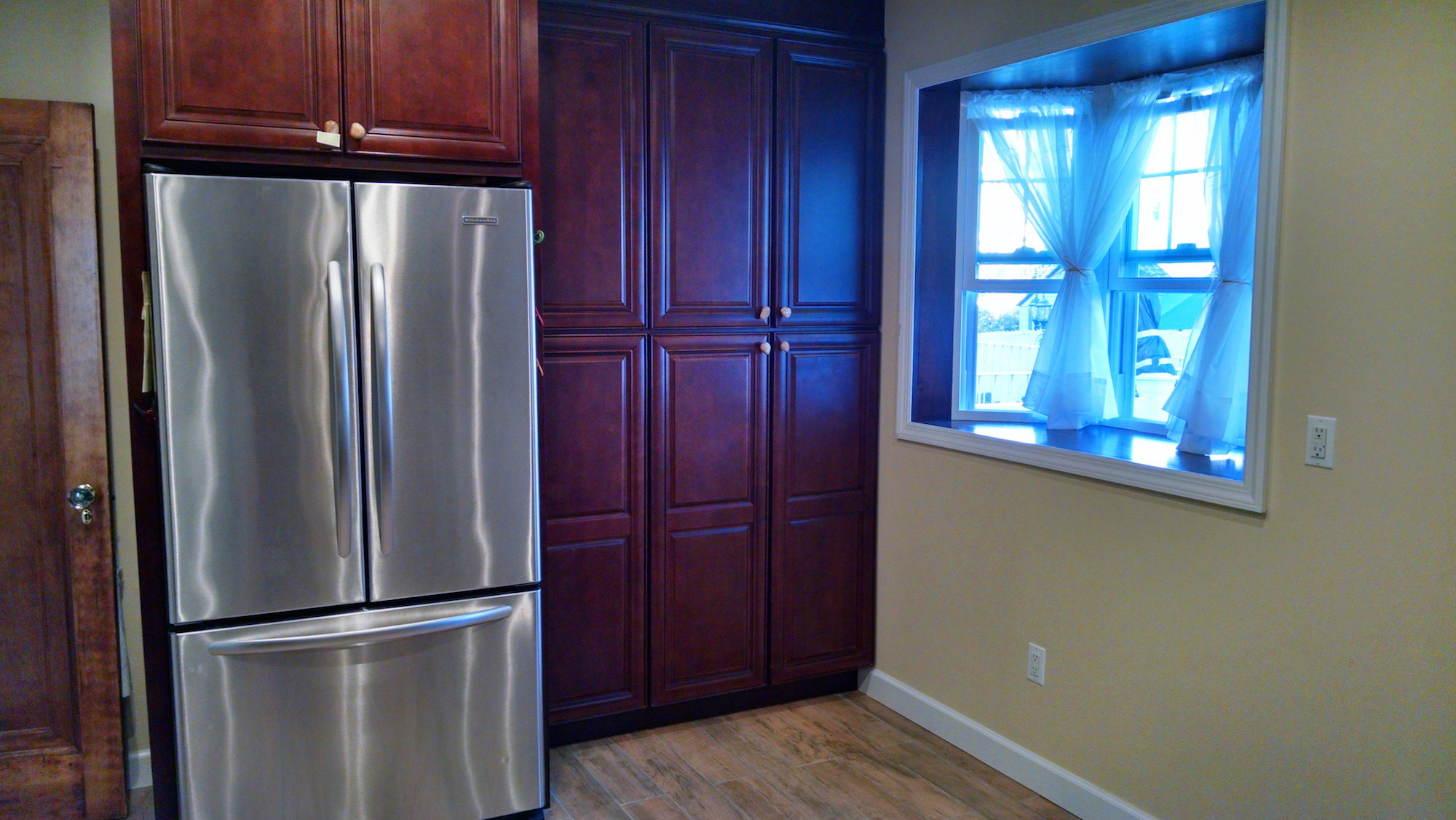 kitchen with stainless steel fridge