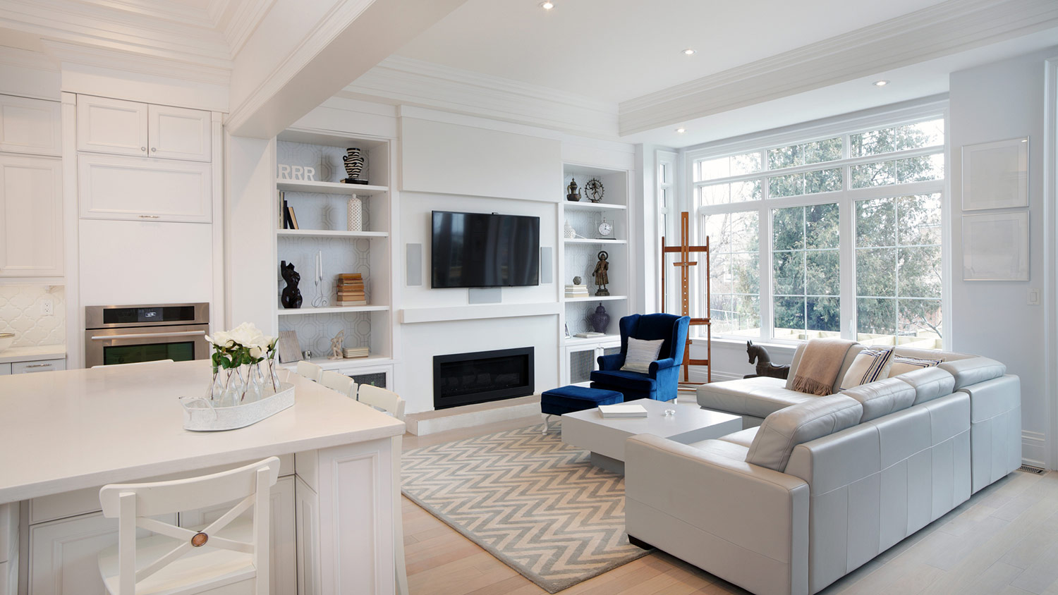 Kitchen and living room open