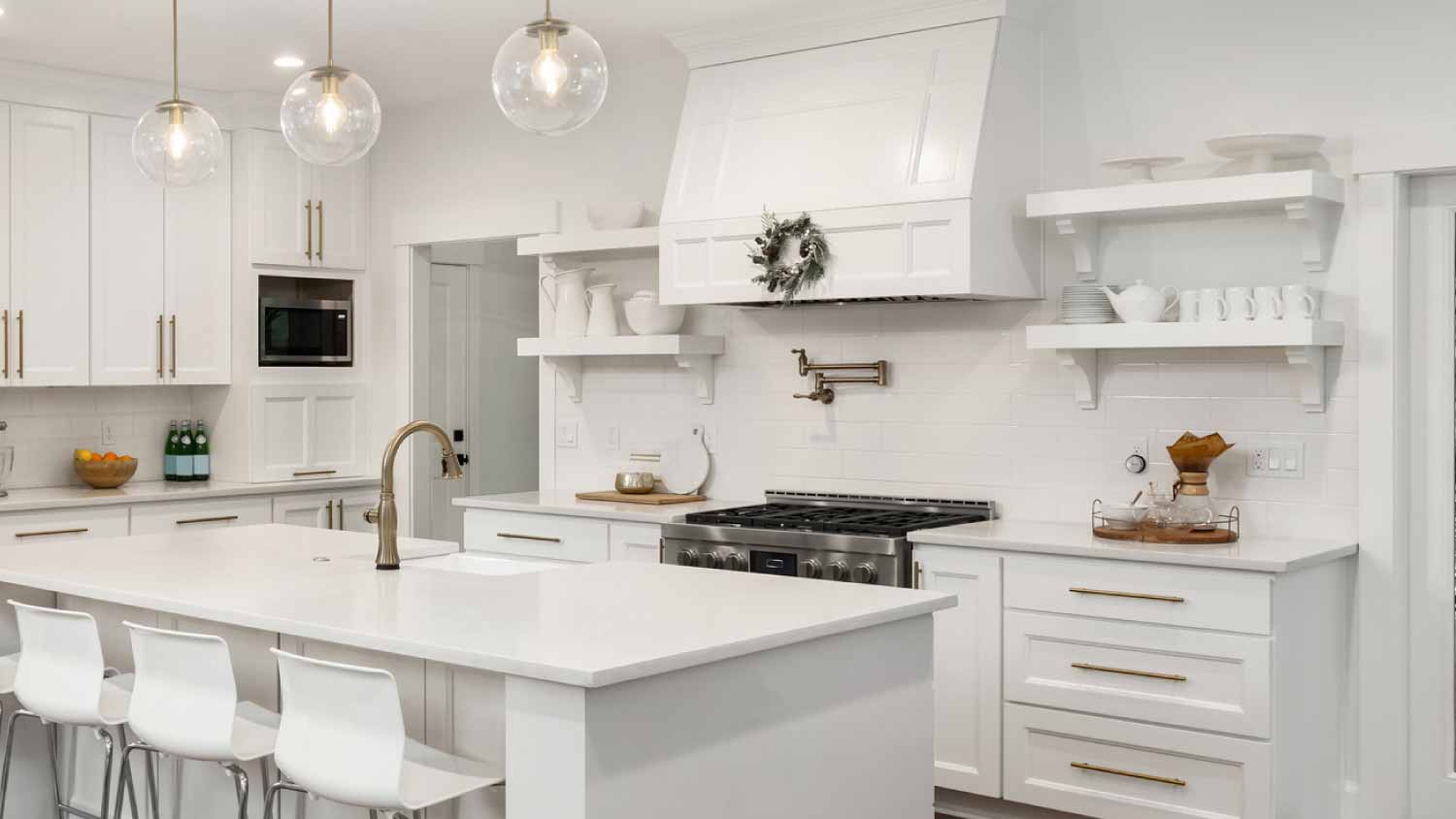 kitchen in new luxury home with island