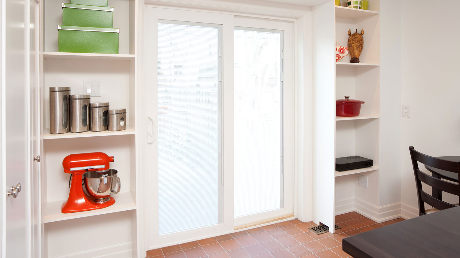 Kitchen with sliding glass doors