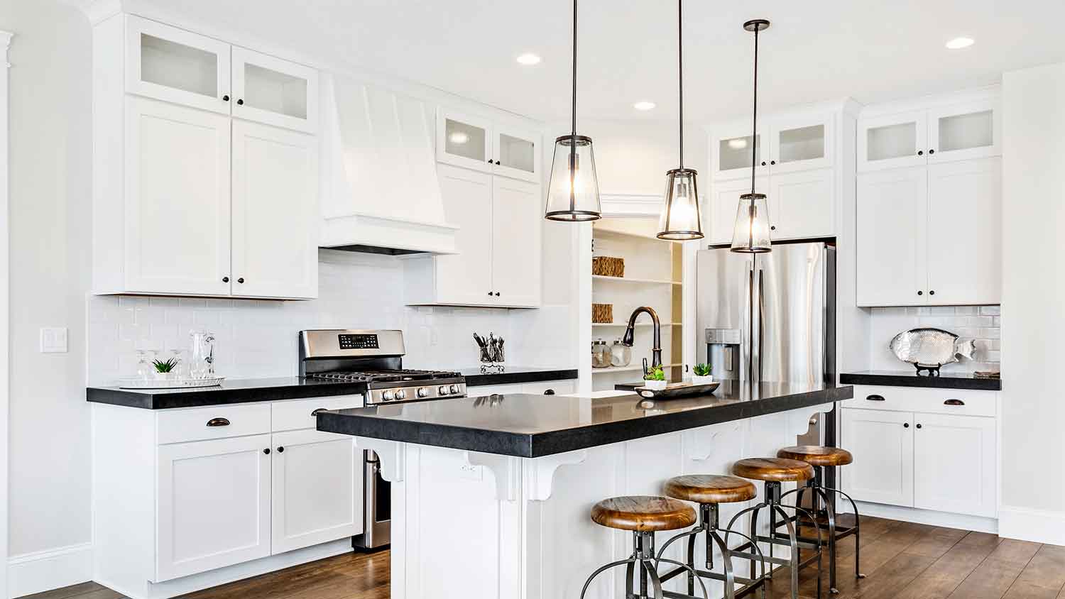 White lights installed in the kitchen