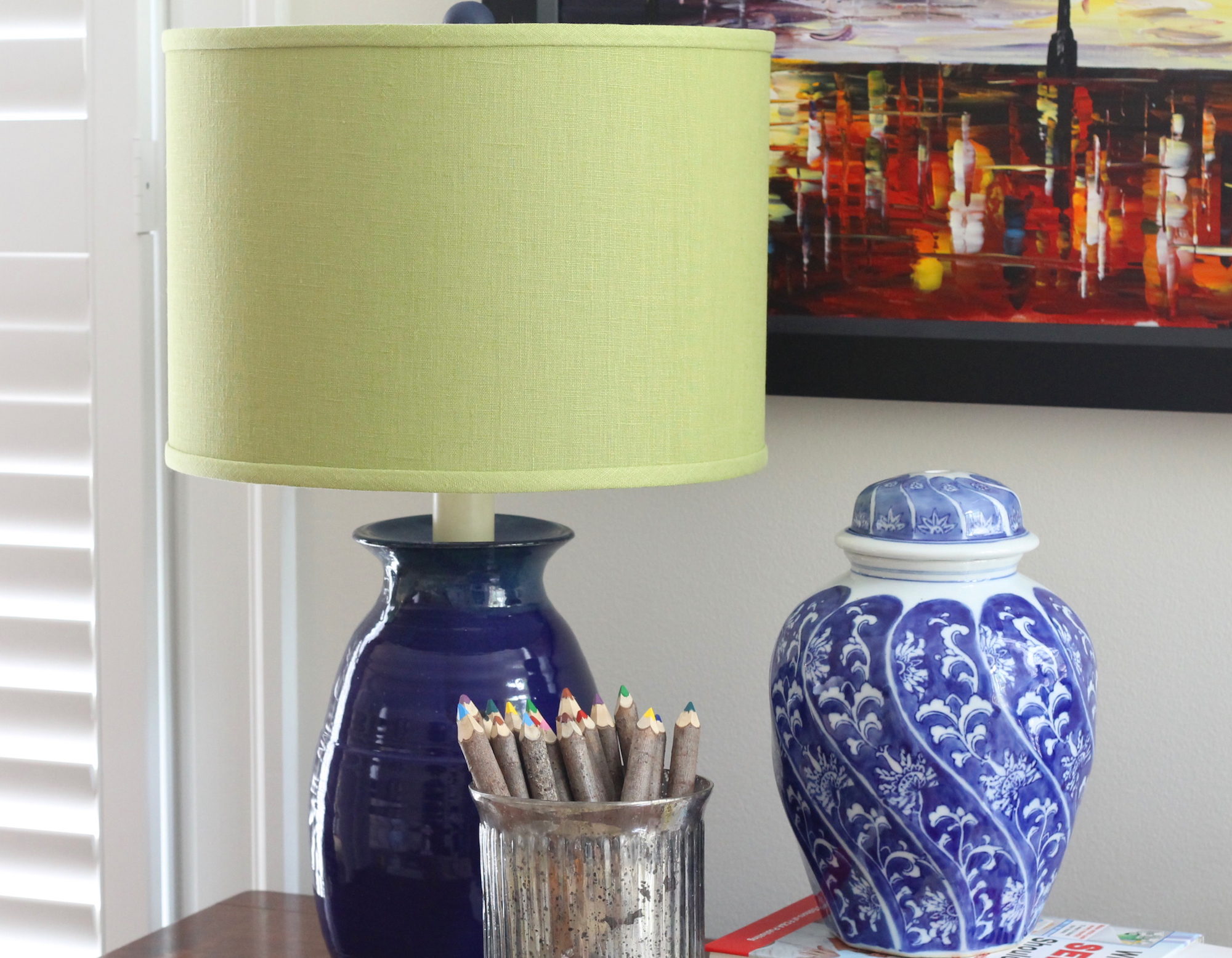 lamp with yellow lampshade