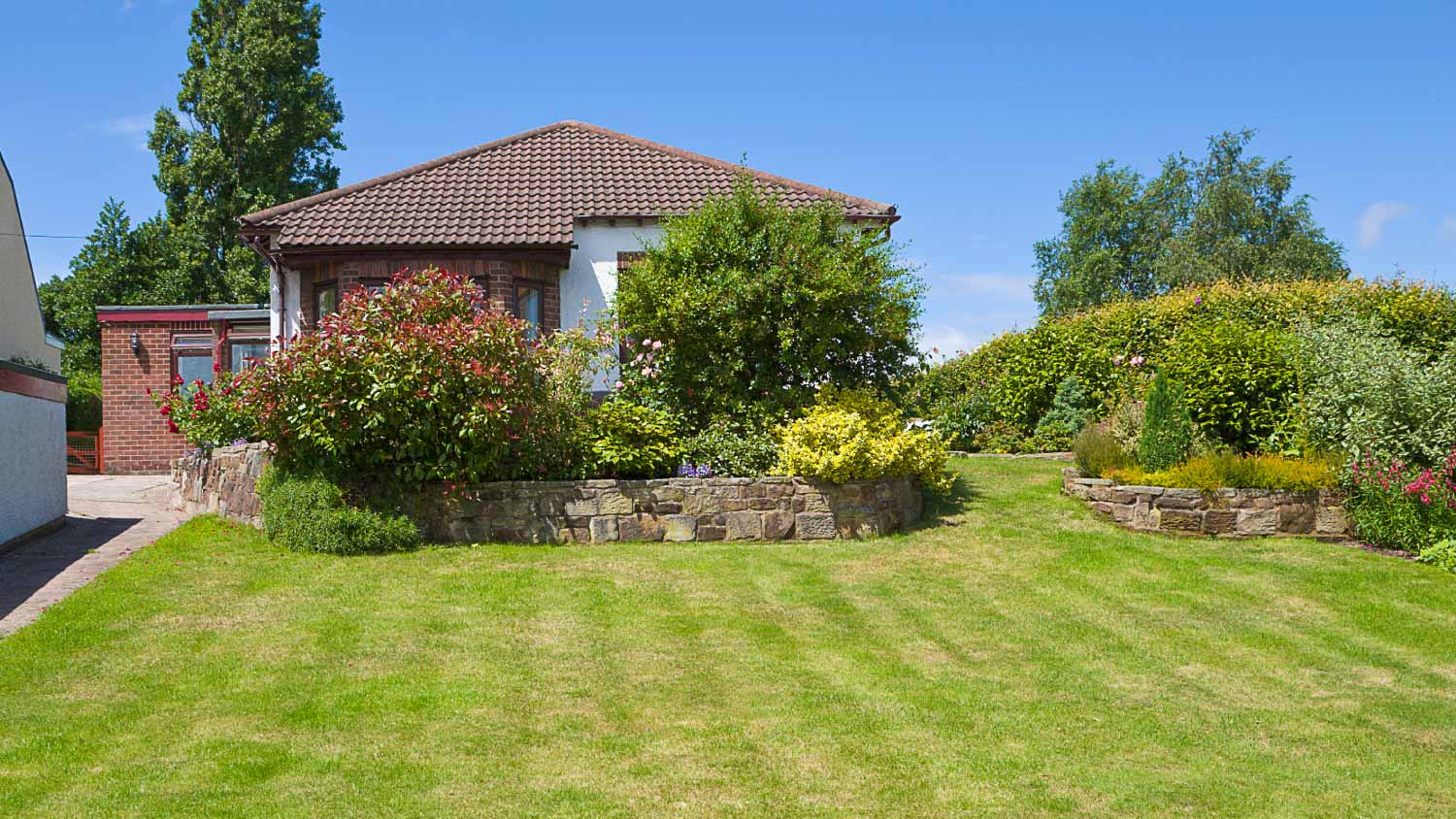 large garden and bungalow
