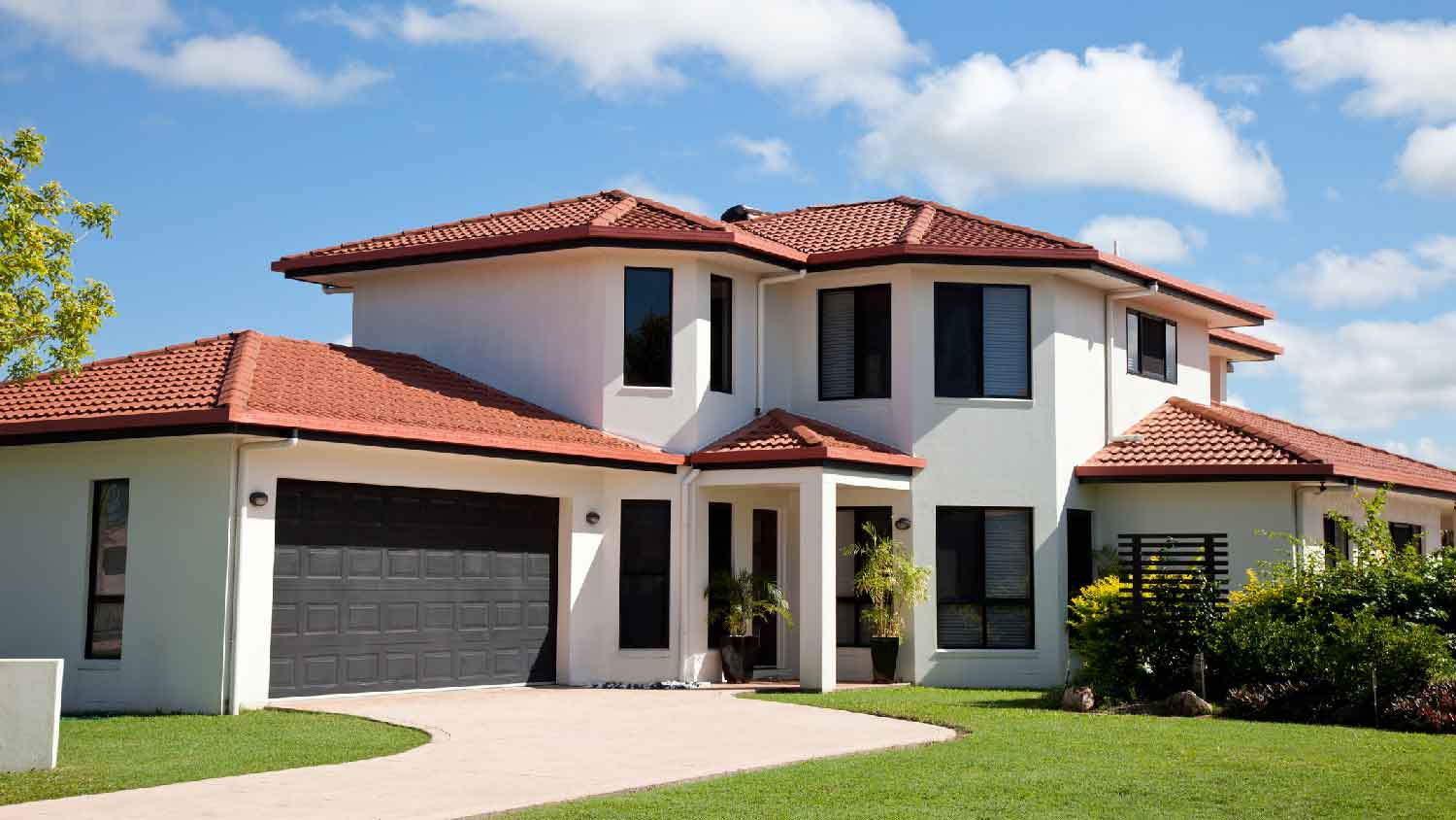 A large house with hip roofs