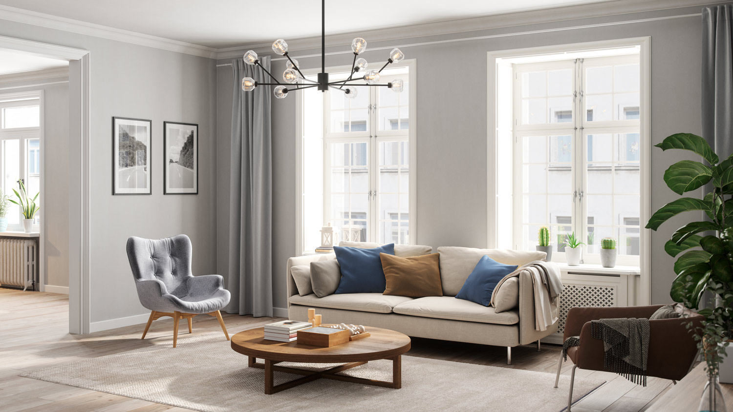 Scandinavian Style Cozy Living Room Interior