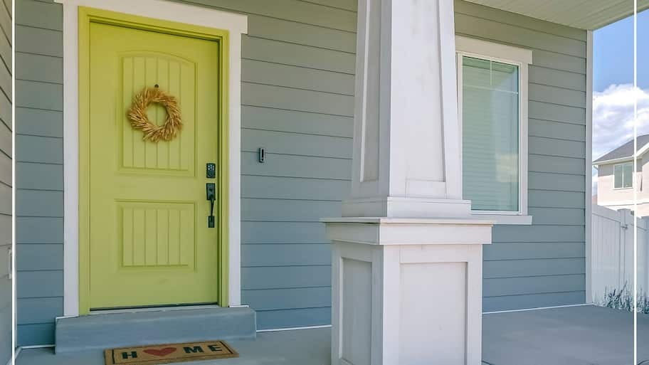 lime color painted front door 