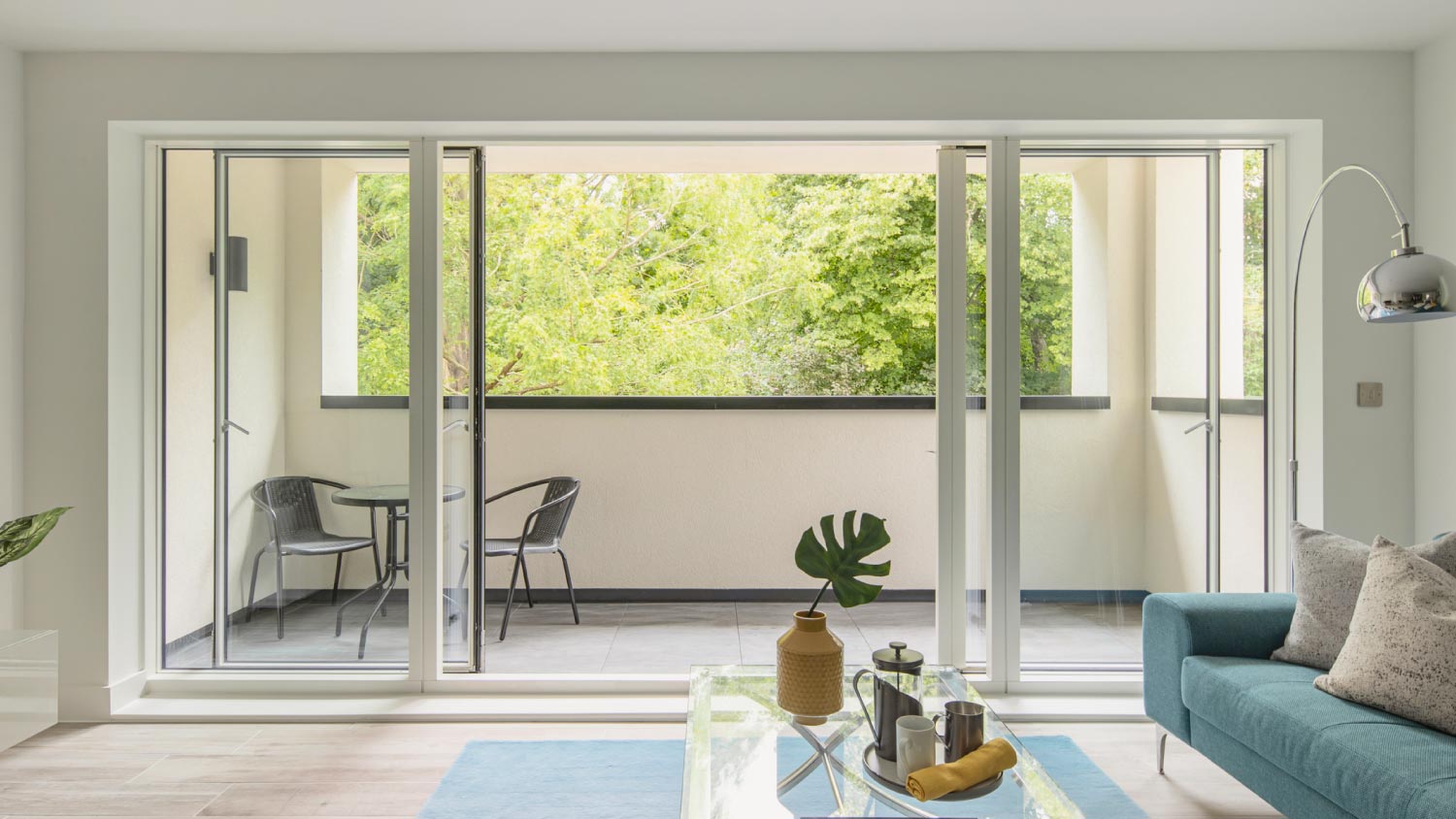 A nice living room with a balcony