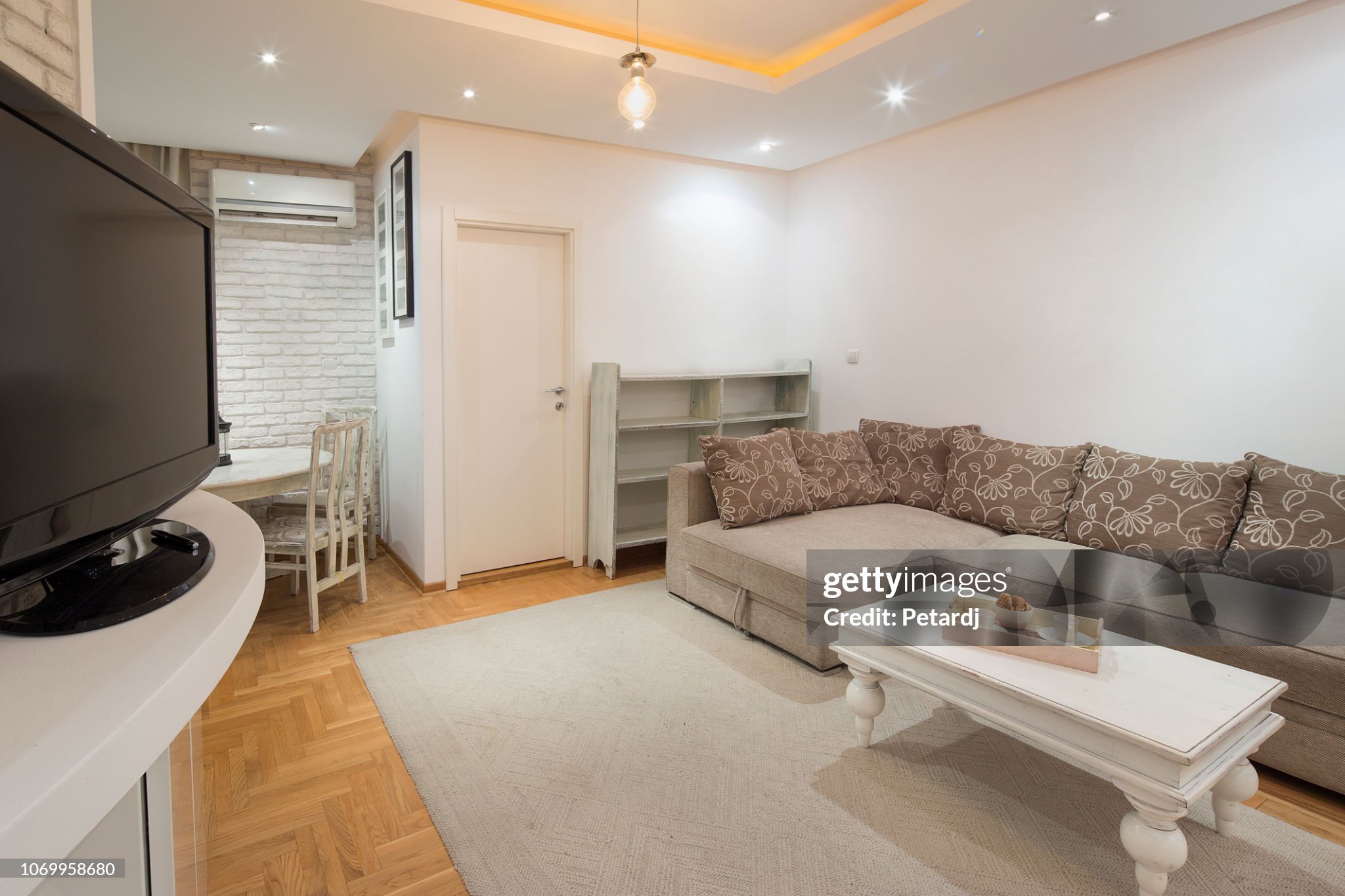 living room apartment area in basement