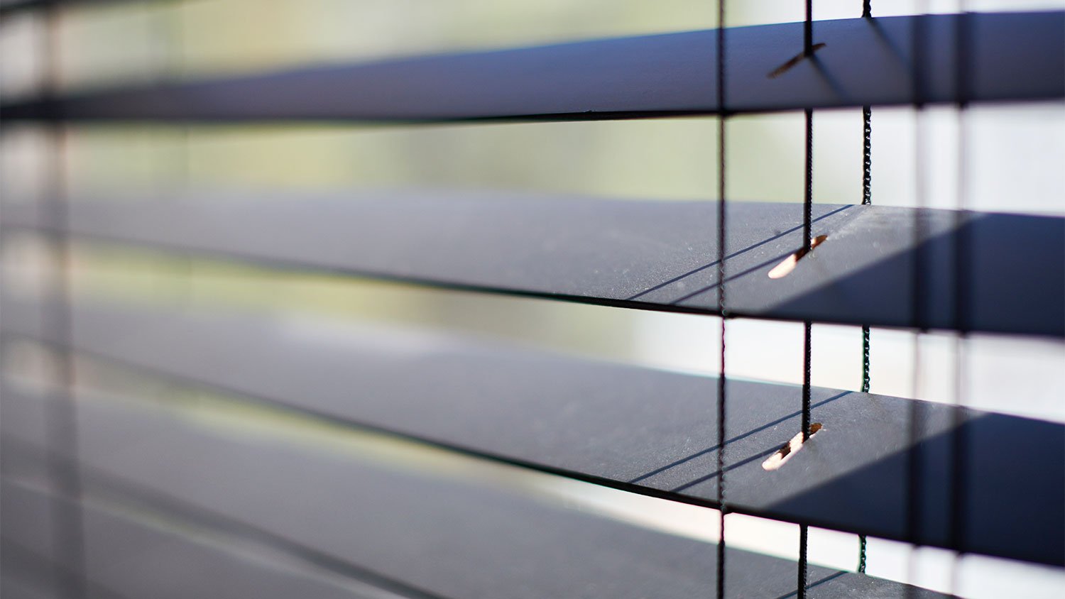 A view of louvered blinds