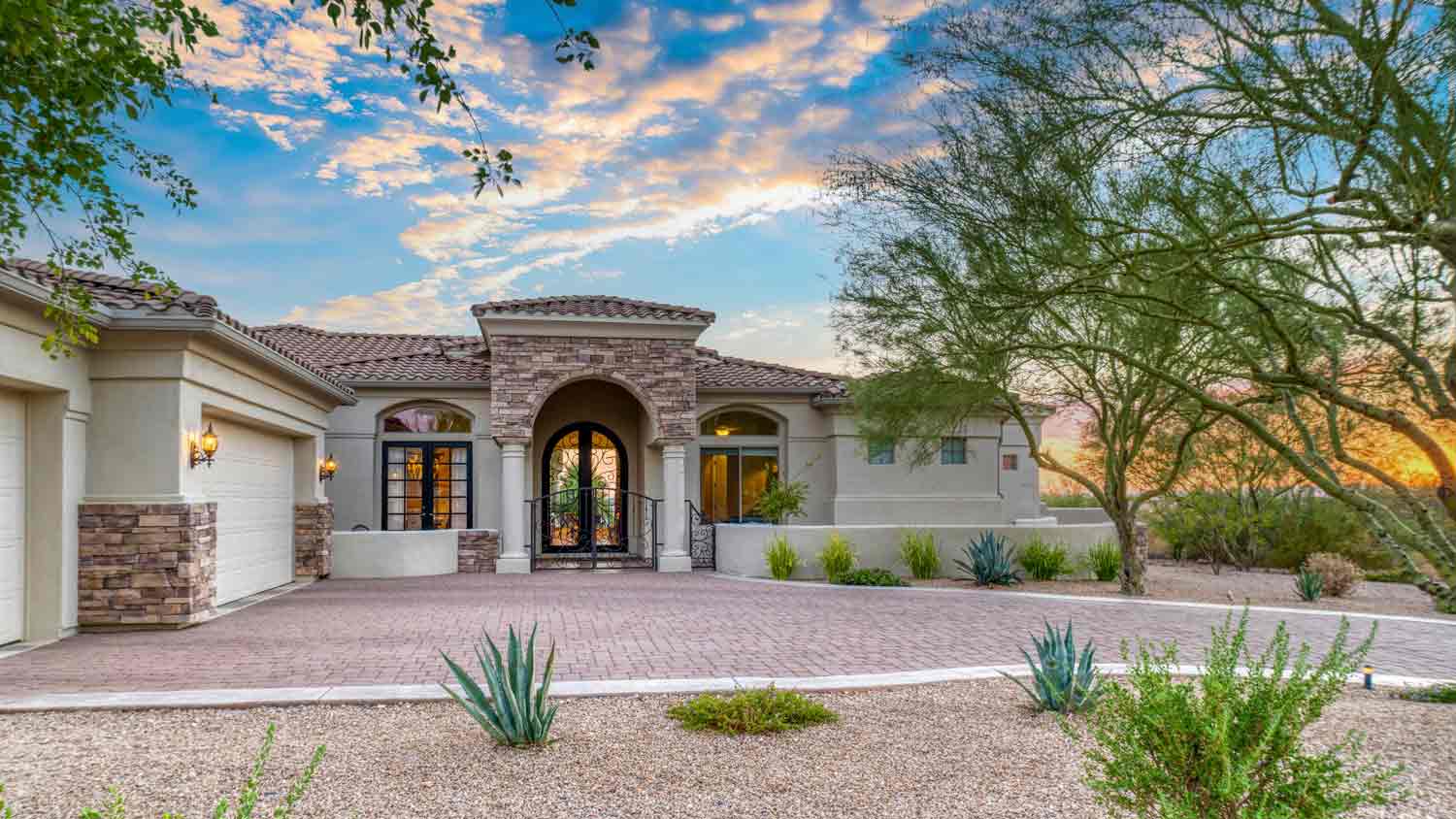 luxury home during sunset