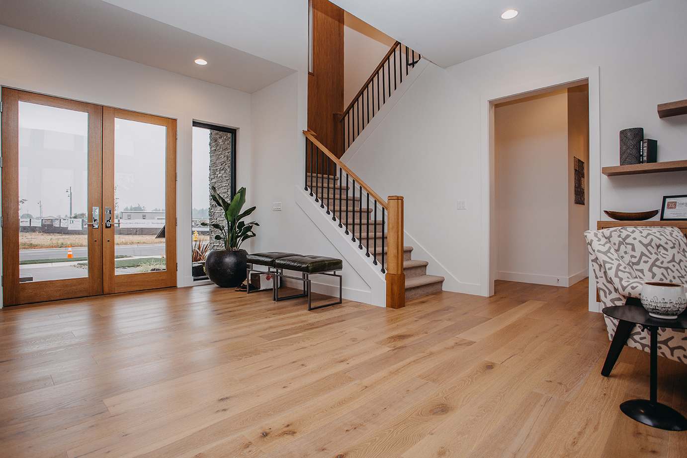 Wood trim and stairs