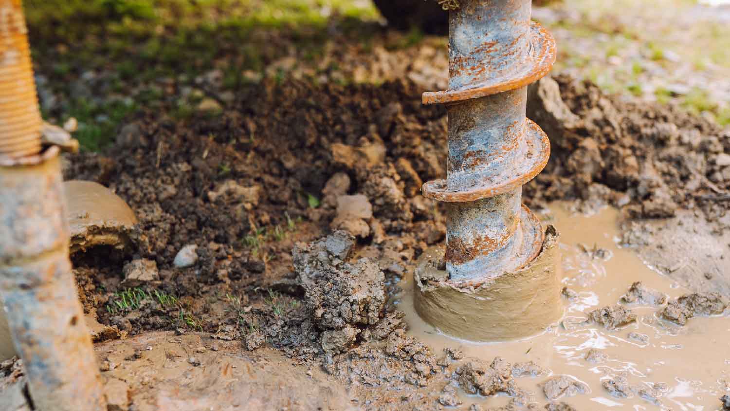 A machine drilling the well’s bore hole