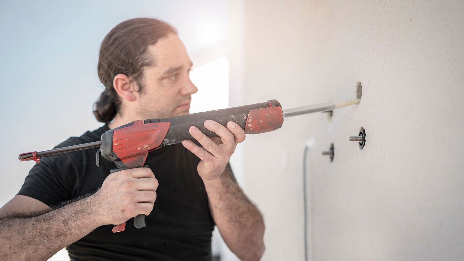 Drilling installation holes on the outdoor wall