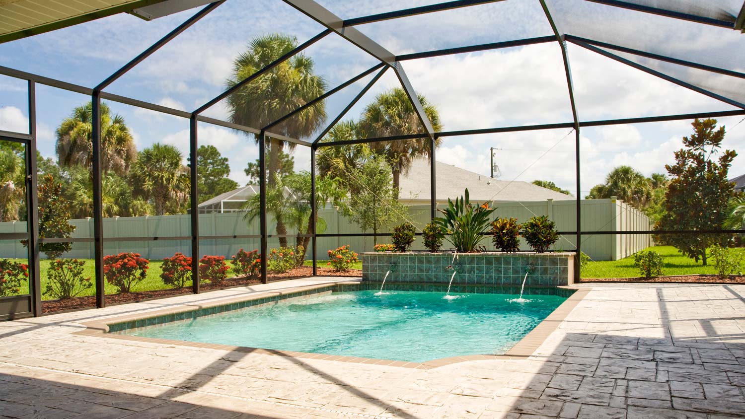 Pool with screen enclosure