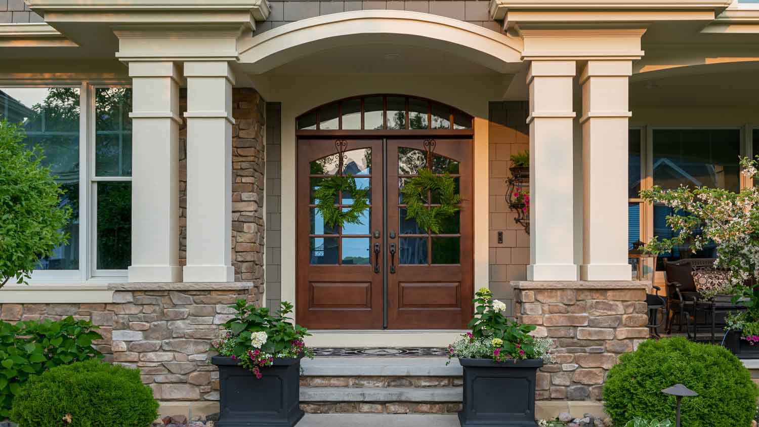 suburban house with maple doors 