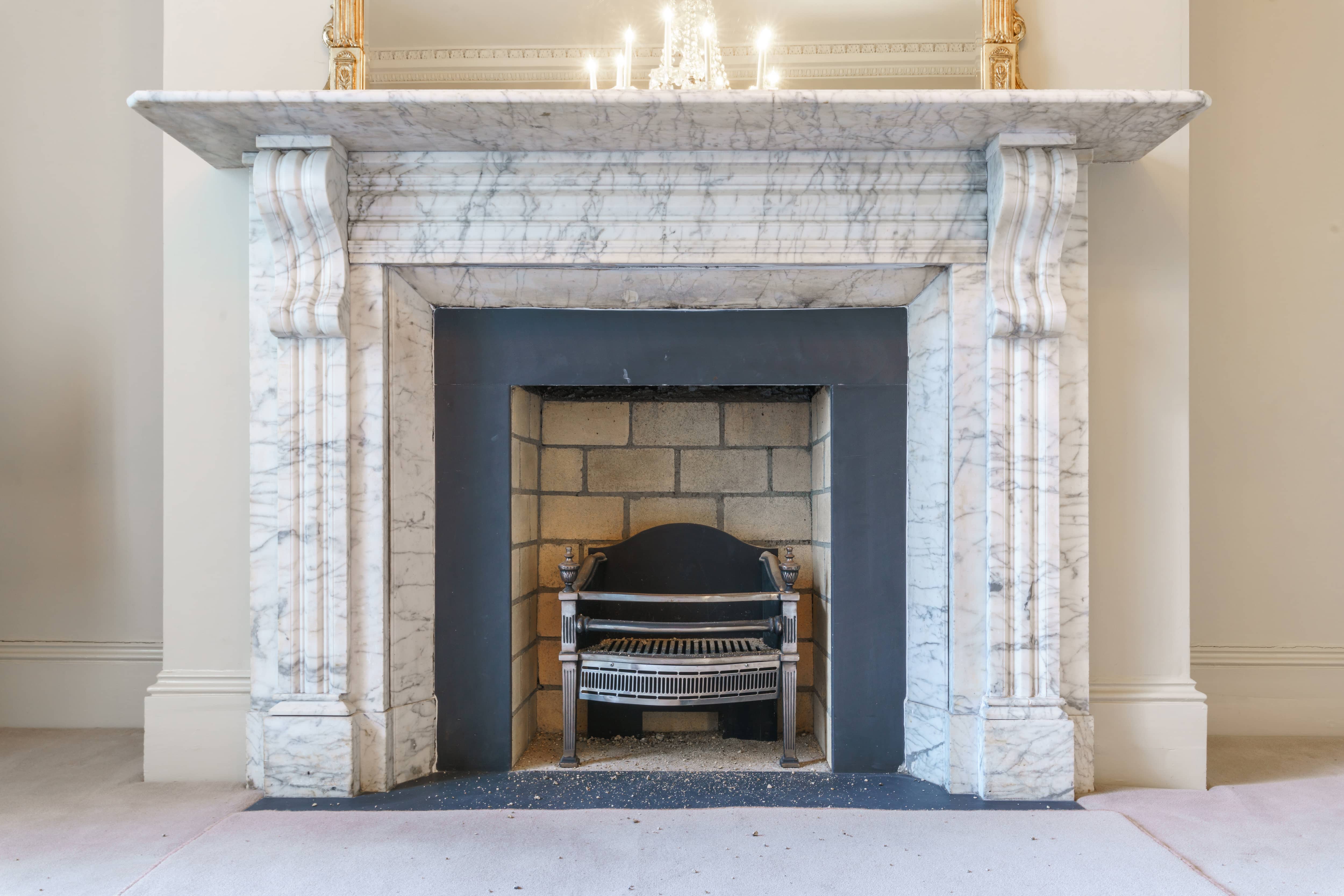 White marble fireplace