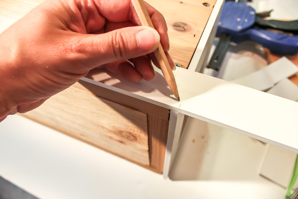 marking trim with pencil