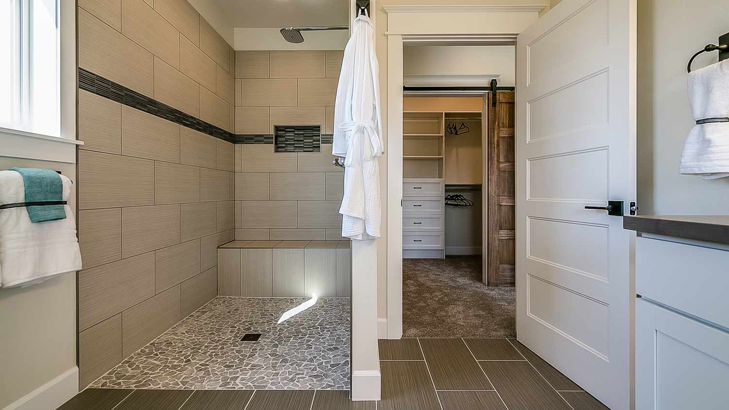 curbless shower in master bathroom