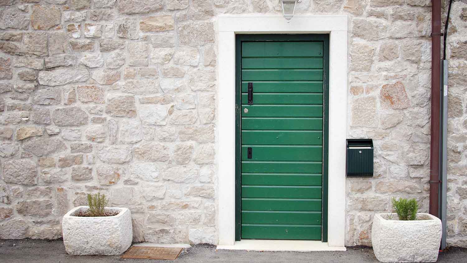 Modern door painted emerald green